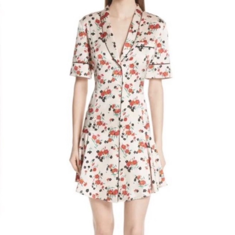 A.L.C pink floral silk midi dress size 6